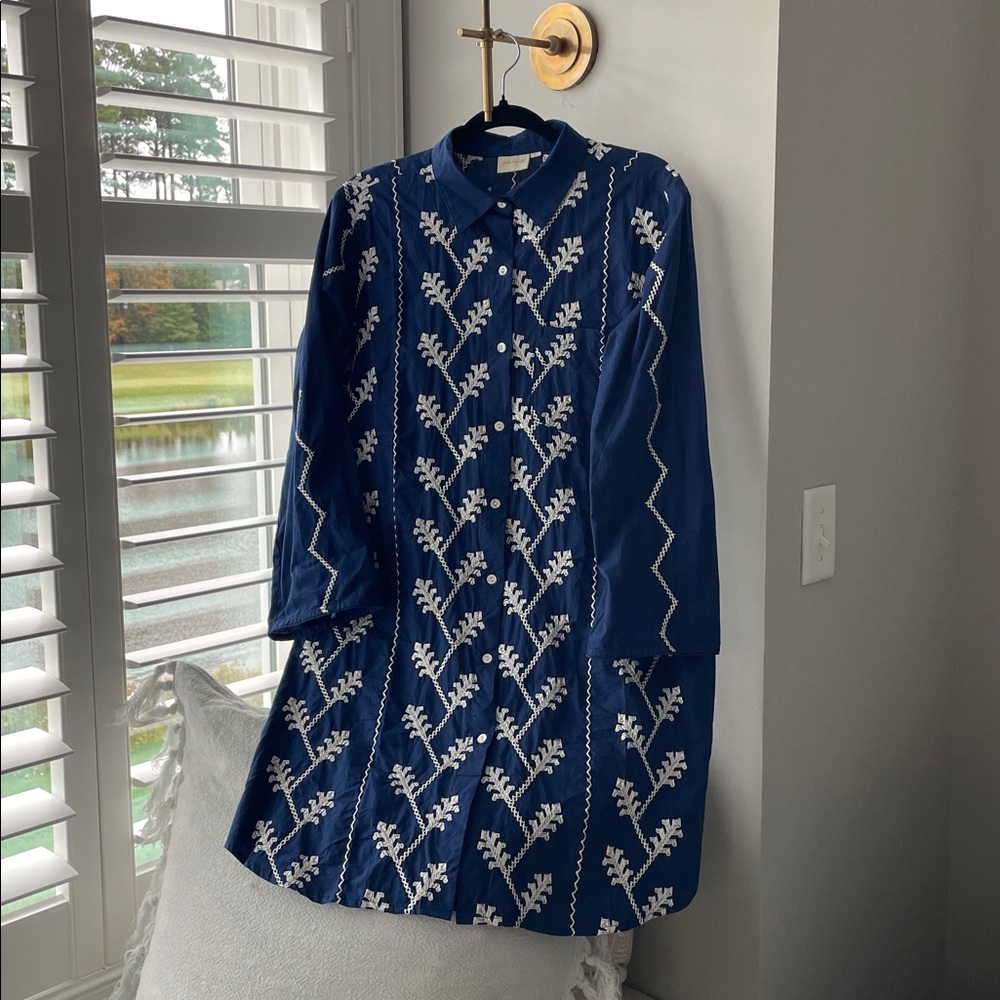 Julia Amory Swizzle Dress in Navy/White, sz L, NWOT